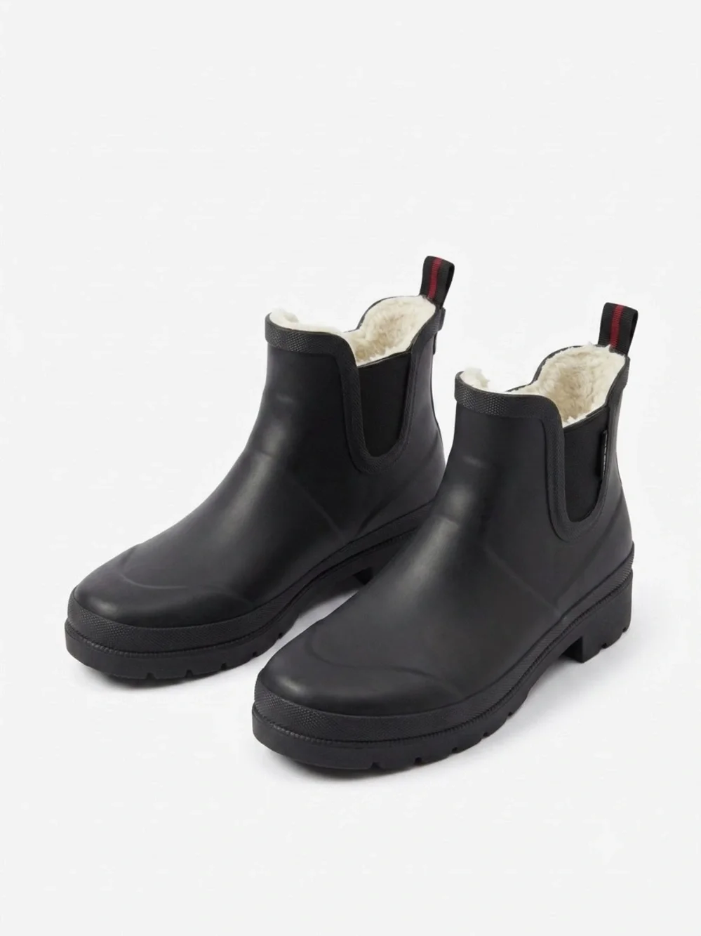 Tretorn Womens Rain Boots Sz 7 Chelsea Black Rubber Fur Lined Lina Ankle Booties